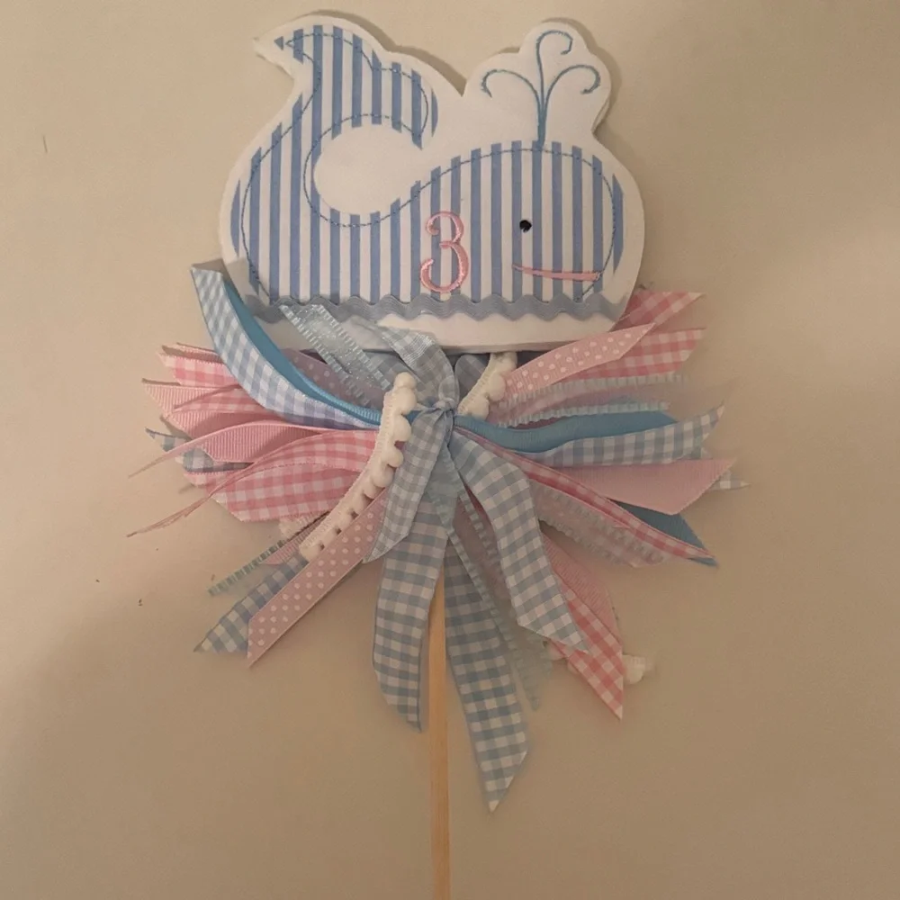 Whale Themed 3 cake topper